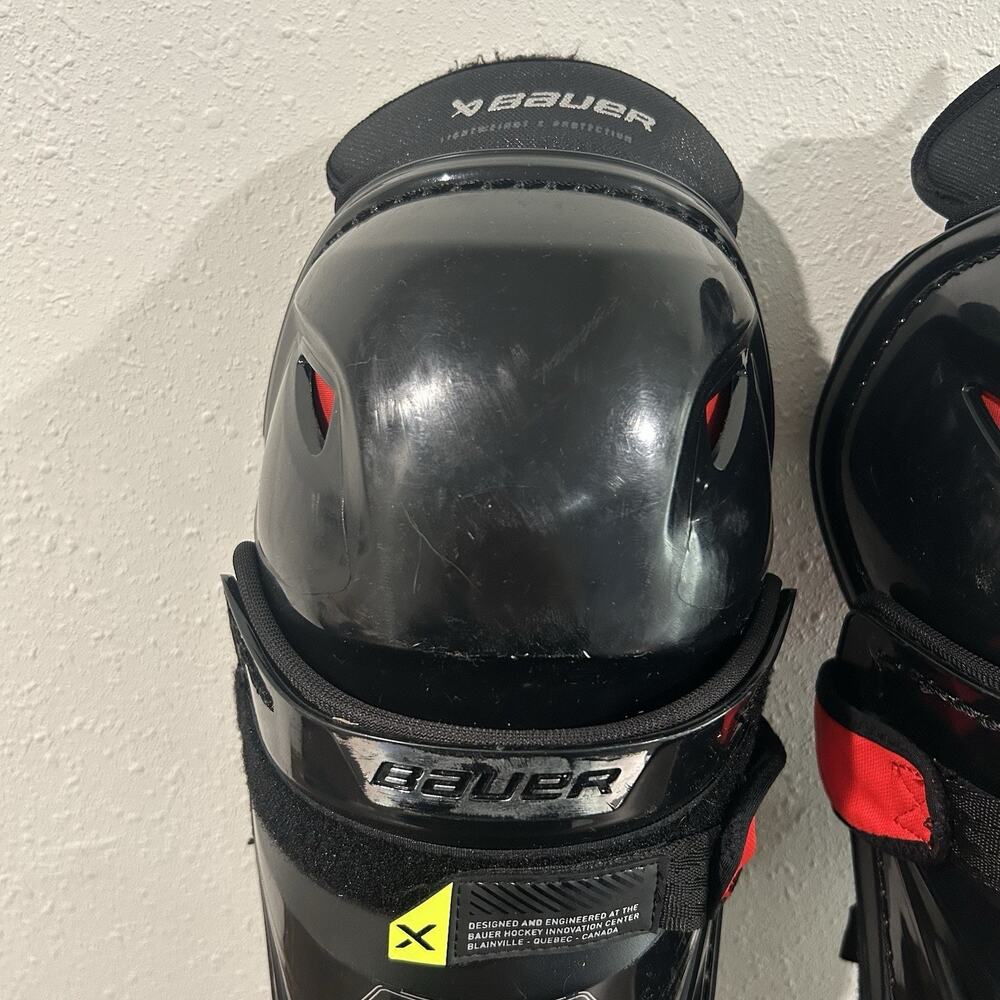 Bauer Vapor XE Shin Guards Senior Size 15 SR 15” Hockey Leg Protection Black Red - Picture 2 of 13